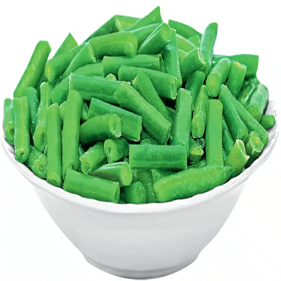Fresh, tender green beans cut into uniform pieces and quickly frozen to preserve their natural color, flavor, and nutrients. Ideal for cooking, steaming, and mixed vegetable blends.